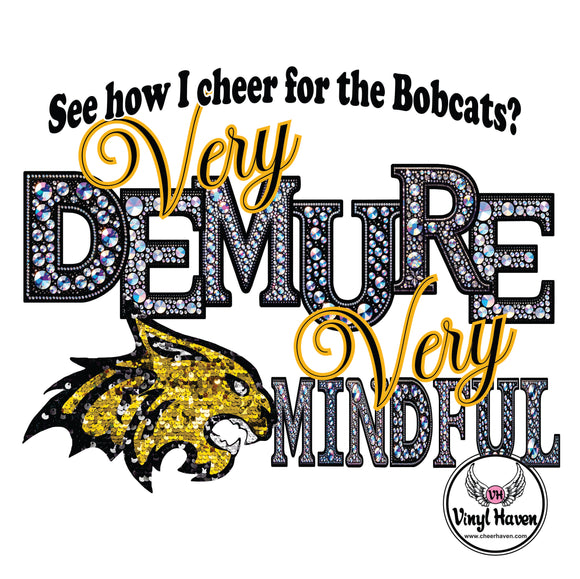 DTF Print * Back to School * Faux Rhinestone Demure Bobcats