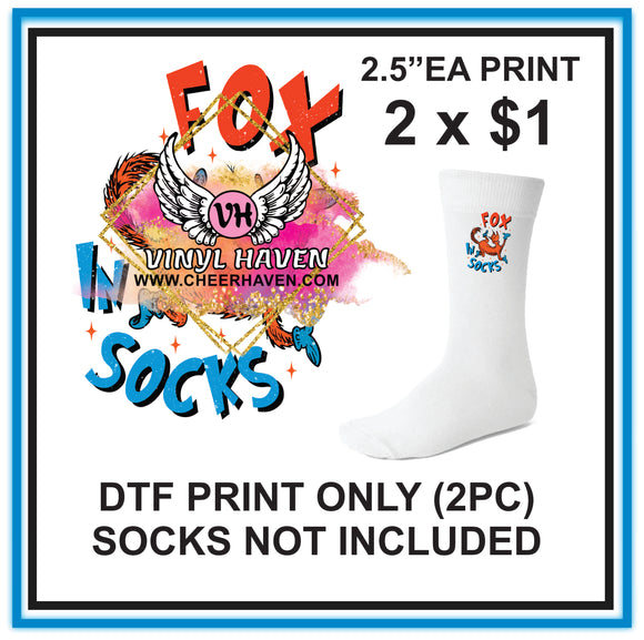 DTF Print * Read Across America * Fox * PRINT FOR Socks * SOCKS NOT INCLUDED