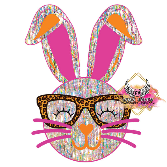 DTF Print * Easter * Glittery bunny with glasses
