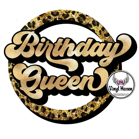 DTF Print * Birthday Queen faux glitter circle