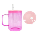 17oz Colorful Sublimation Glass mug with plastic Lid