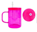 17oz Colorful Sublimation Glass mug with plastic Lid