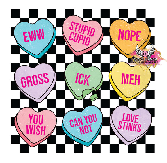 DTF Print * Valentine's * Checkered Heart Candy EWW Nope Gross Meh