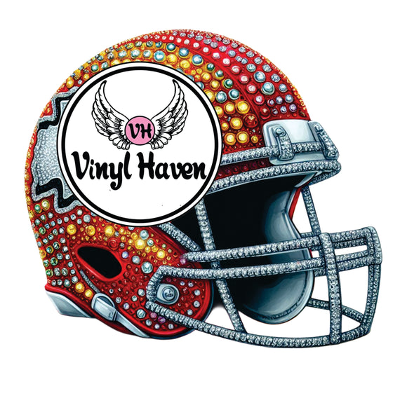 DTF Print * Football Game Day * Faux rhinestone K C Helmet