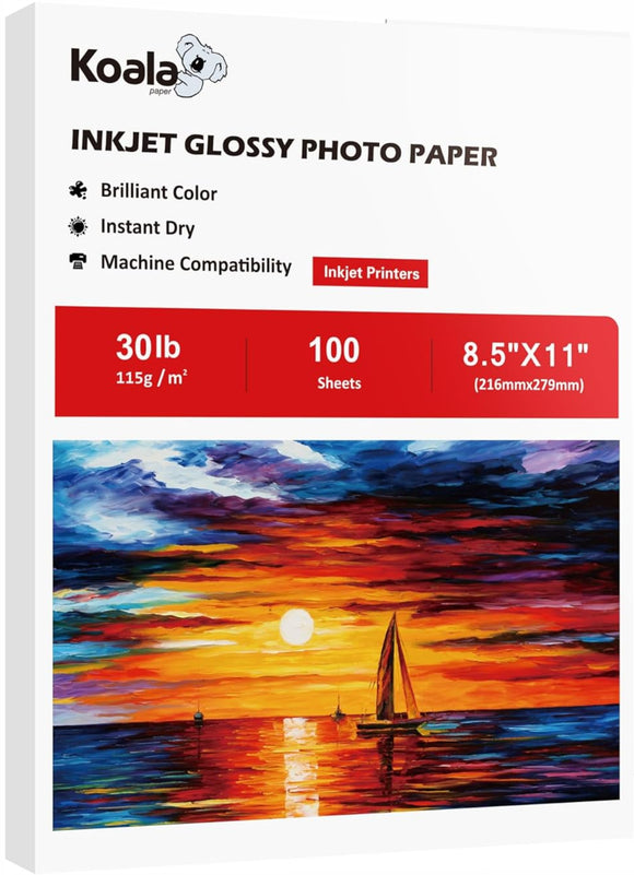 Koala Glossy Thin Inkjet Paper 8.5x11 Inches 100 Sheets Compatible wit ...