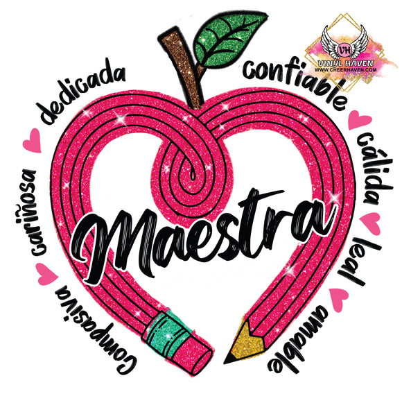 DTF print * Maestra apple pencil (Teacher)