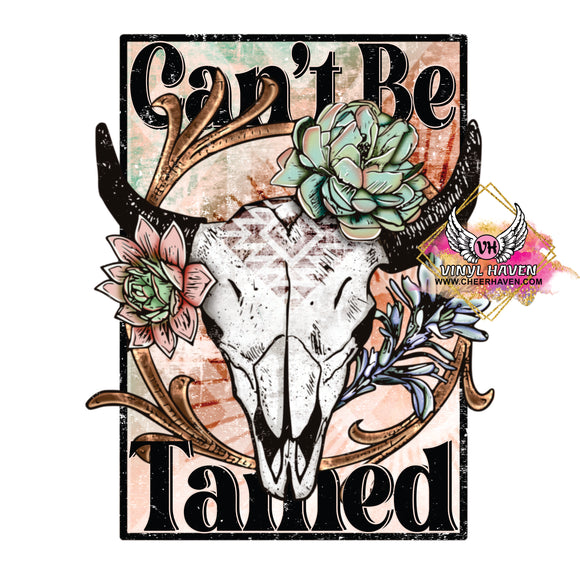 DTF Print * Western * Can't be tamed bull skull