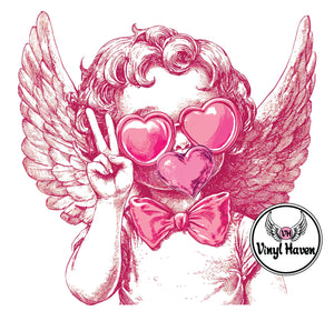 DTF Print * Valentine's * Pink cupid with heart glasses