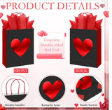 Valentine's Accessories * Metallic red heart BLACK paper gift bag w/tissue