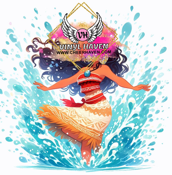 DTF Print * Red Ribbon Week * Hawaiian Girl Character Splash