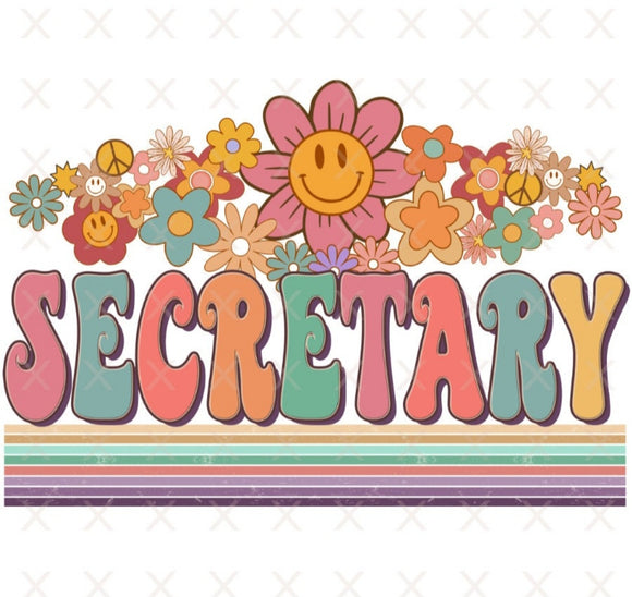 DTF Print * Back to School * Secretary smiley flowers