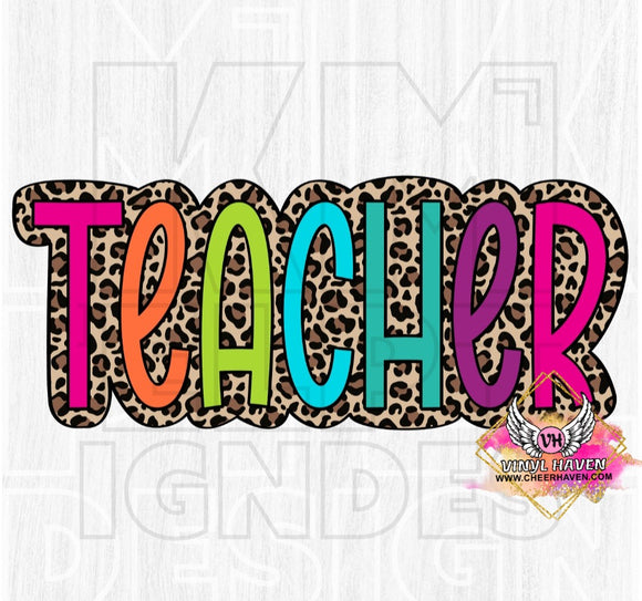 DTF Print * Back to School * Teacher colorful leopard