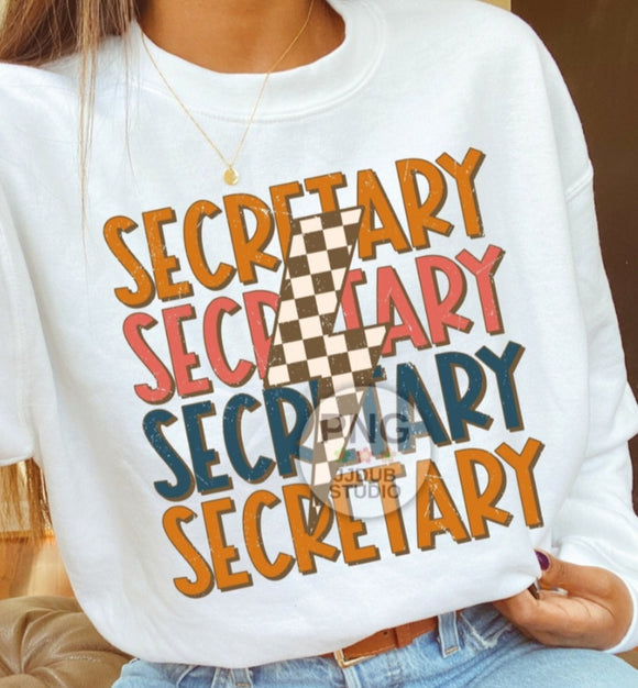 DTF Print * Back to School * Secretary Lightning bolt
