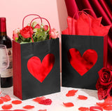 Valentine's Accessories * Metallic red heart BLACK paper gift bag w/tissue