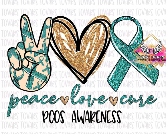 DTF Print * Ovarian Cancer Awareness * Peace Love Care PCOS Awareness