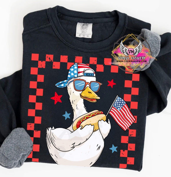DTF Print * Patriotic * Boy Goose with Hotdog