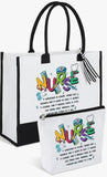 NURSE APPRECIATION *Thank You Nurse gift * Canvas Tote Bags & Makeup Cosmetic Bag Set