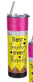 TEACHER APPRECIATION * 20oz Stainless steel tumbler * Inspirational quote * Faux glitter print design
