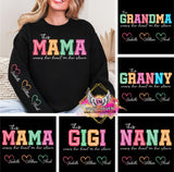 DTF Print * Mothers Day * This Mama wears her heart on her sleeve (5 Free sleeve hearts) (You Personalize)