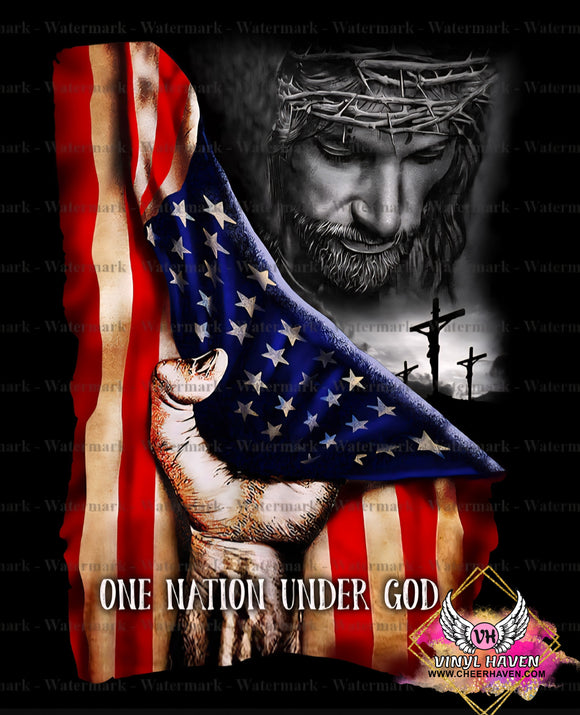 DTF Print * Patriotic * One Nation Under God Flag