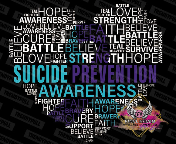 DTF Print * Suicide Prevention Awareness * Heart with hope words