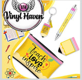 TEACHER APPRECIATION * Pencil Canvas Bag, Sticky Notes, Ballpoint Pen & keychain SET * Pencil Style