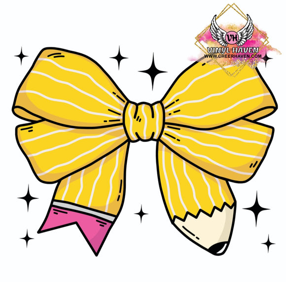 DTF Print * Back to School * Yellow Pencil bow