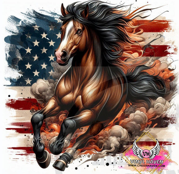 DTF print * Western * Horse & American flag