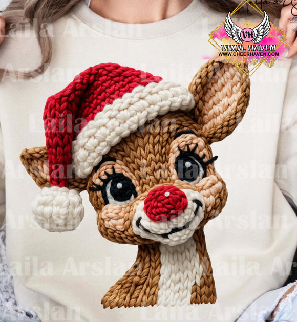 DTF Print * Christmas * Faux Yarn/Crochet Reindeer