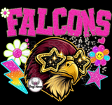 DTF Print * BacK To School * School Pride * PINK & GLITTER GLASSES MASCOT (HIGH SCHOOLS)