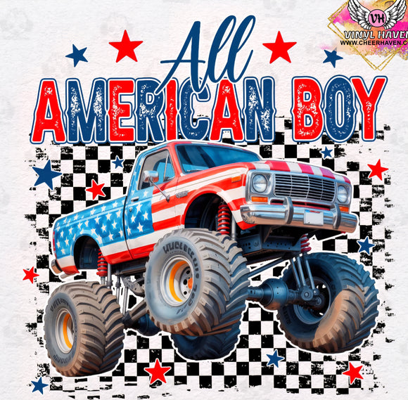 DTF Print * Patriotic * All American Boy Truck