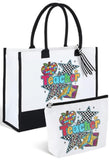 TEACHER APPRECIATION *Thank You Teacher gift * Canvas Tote Bags & Makeup Cosmetic Bag Set