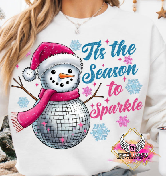 DTF Print * Christmas * Tis the Season to sparkle snowman