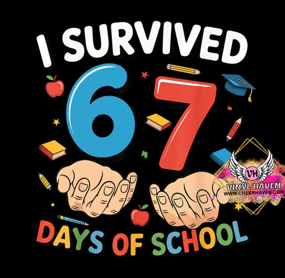 DTF Print * Fun Prints * I survived 67 days of school * 6 7