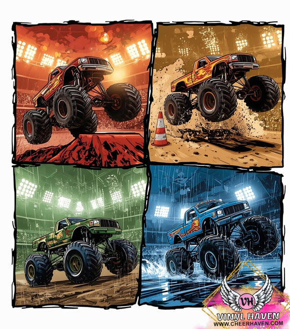 DTF Print * Monster Trucks squares