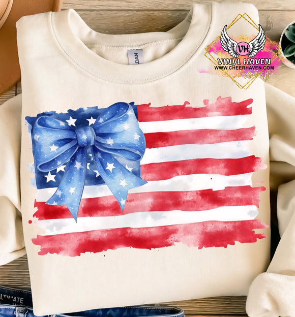 DTF Print * Patriotic * USA Flag Blue bow