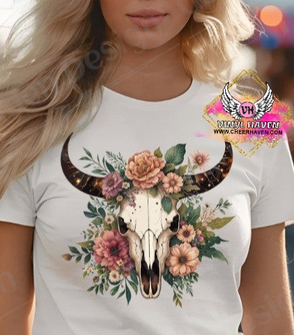 DTF print * Western * Floral skull