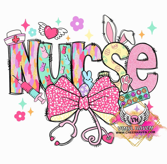 DTF Print * Easter * Nurse Bow & Stethoscope