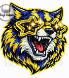DTF Print * BacK To School * School Pride * GLITTER GLASSES MASCOT FACE (HIGH SCHOOLS)