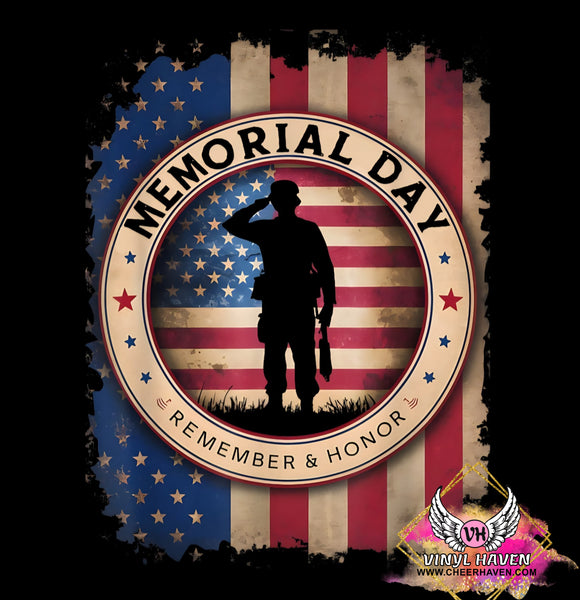 DTF Print * Patriotic * Memorial Day Remember & Honor Flag