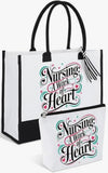 NURSE APPRECIATION *Thank You Nurse gift * Canvas Tote Bags & Makeup Cosmetic Bag Set