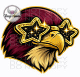 DTF Print * BacK To School * School Pride * GLITTER GLASSES MASCOT FACE (HIGH SCHOOLS)