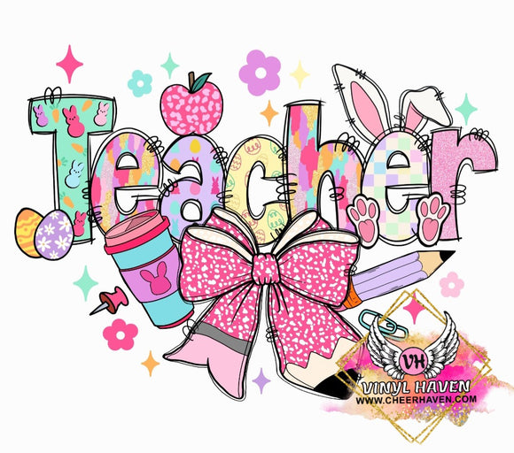 DTF Print * Easter * Teacher Bow & Pencil