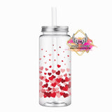 Valentines * Reusable red heart plastic cup with lid and straw