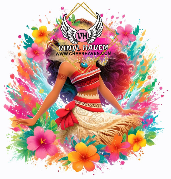 DTF Print * Red Ribbon Week * Hawaiian Girl Character