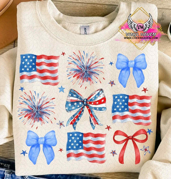 DTF Print * Patriotic * Bows and Flags
