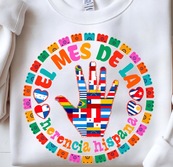 DTF print * Hispanic Heritage Month * Mes de la herencia hispana Circle flags