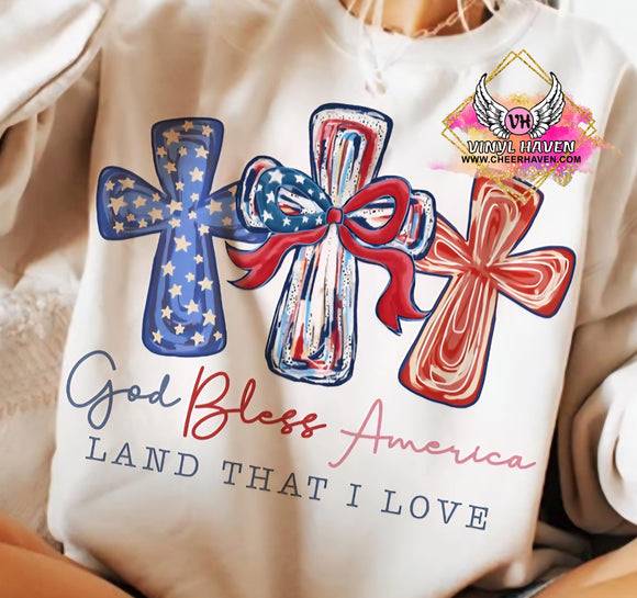 DTF Print * Patriotic * God bless America Crosses