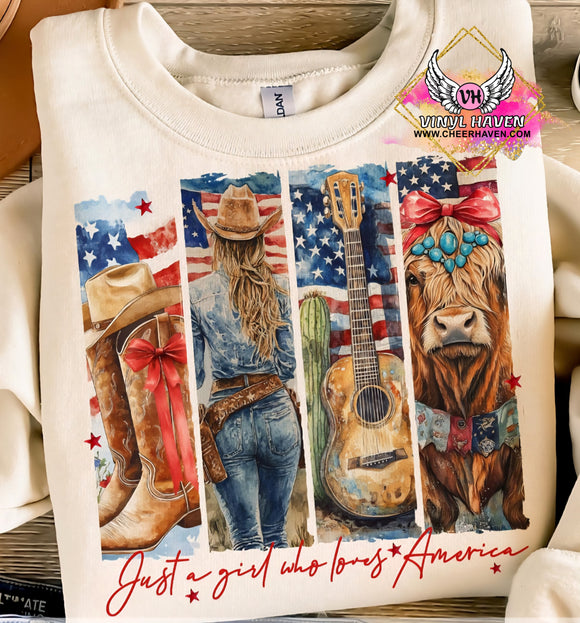 DTF Print * Patriotic * Just a girl who loves America