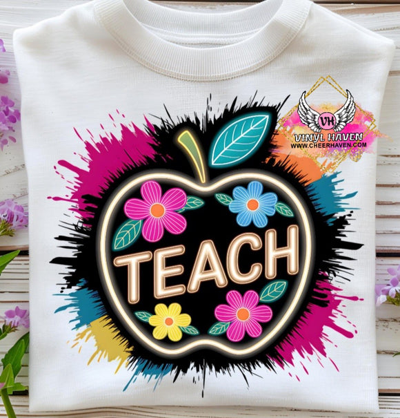 DTF Print * Back to School * Teach Splatter Apple * Teacher